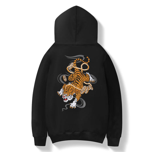 KH9017 Rich Tiger Embroidery Hoodie - Black / S