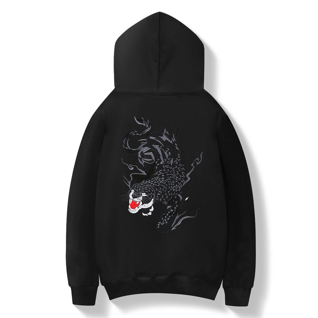 KH9202 Raging Panther Embroidery Hoodie - Black / S