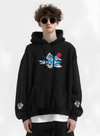 KH9232 Mountains Embroidery Hoodie - Black / S
