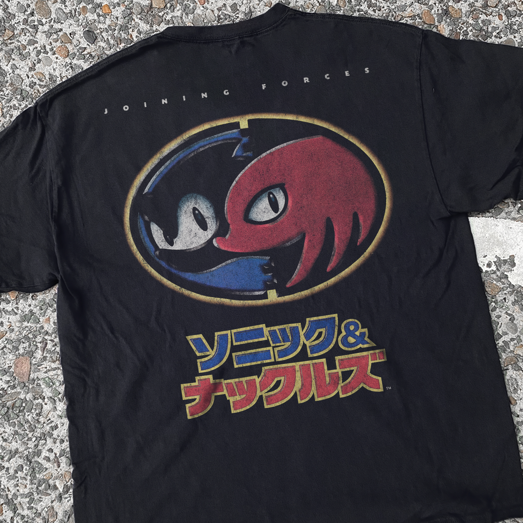 Rare 1994 Japanese 'Sonic & Knuckles' Vintage Black Washed Tee