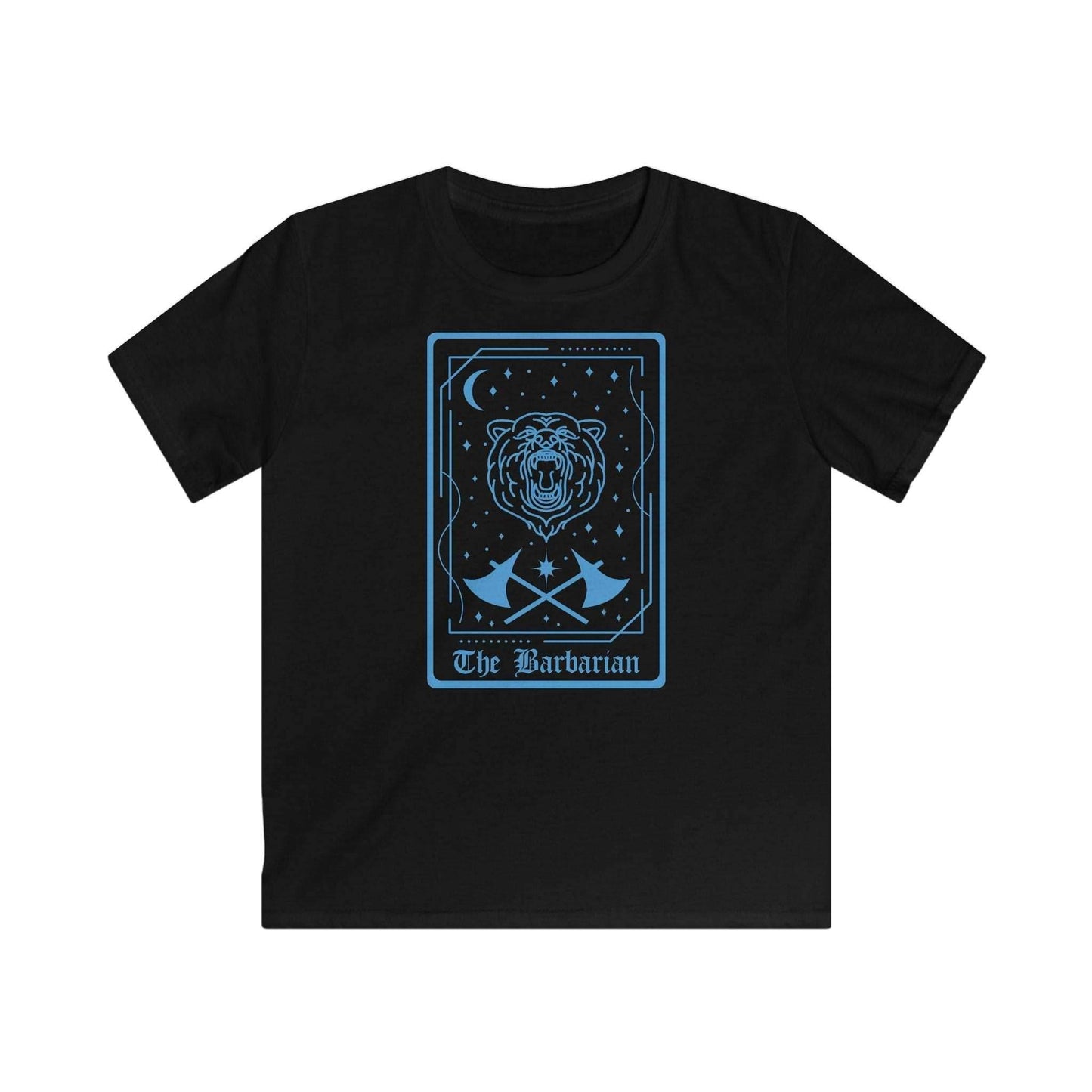 Kids Sizes The Barbarian Tarot Card T-Shirt - Black / Youth XS