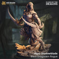 Kijaa Shadowblade, Black Dragonkin Rogue (Female Dragonborn Rogue) - 32mm Scale