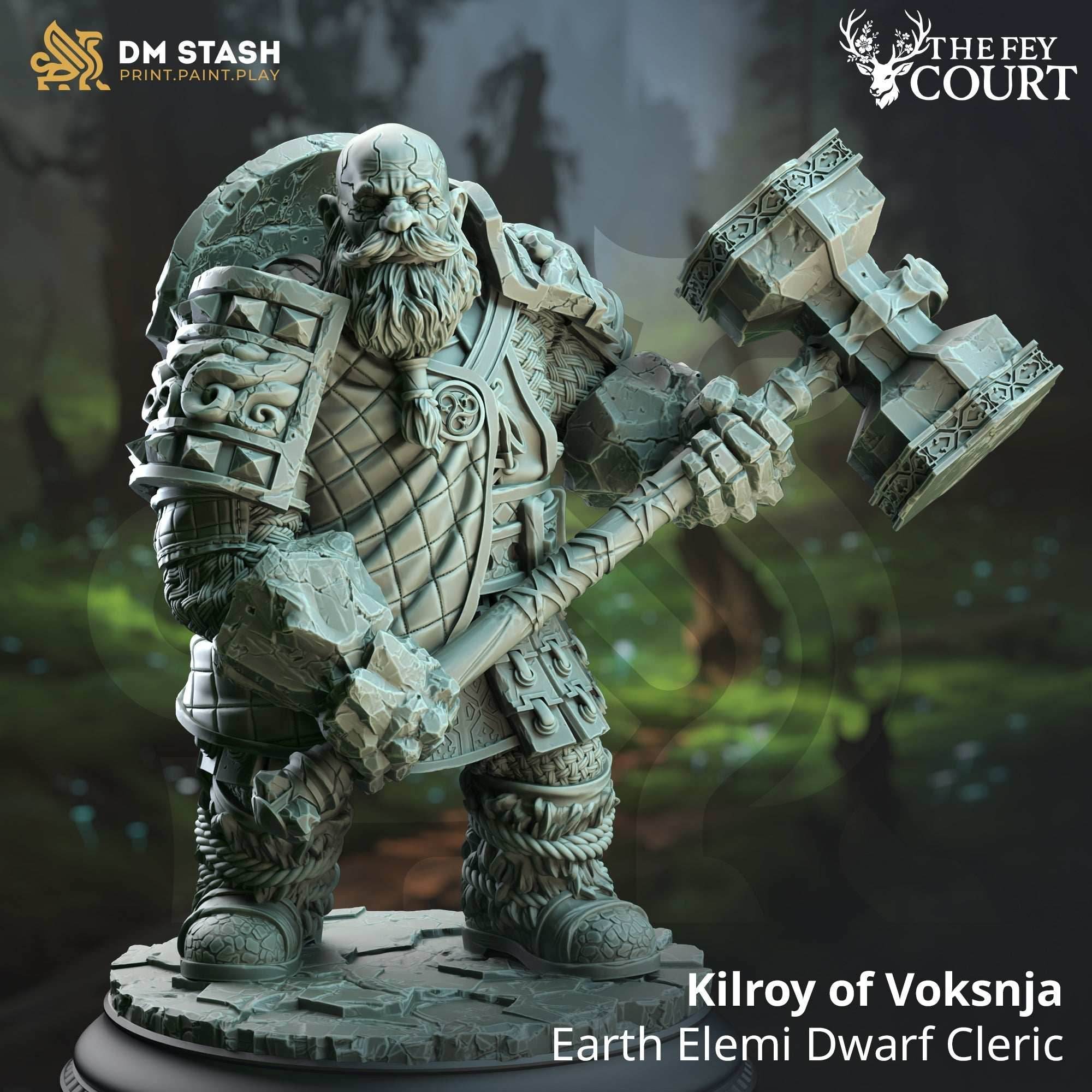 Kilroy of Voksnja (Male Earth Elemi Dwarf Cleric) - 32mm Scale