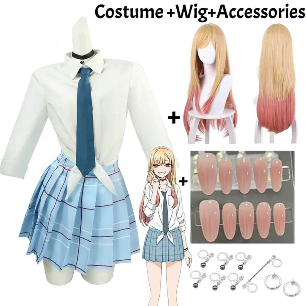 Kitagawa Marin School Uniform Cosplay – My Dress-Up Darling Set for Women - Costume and wig / S