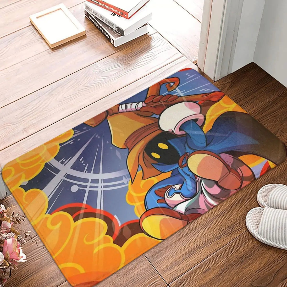 Kitchen Non-Slip Carpet Final Fantasy Vivi Magic Fire Flannel Mat Welcome Doormat Floor Decoration Rug