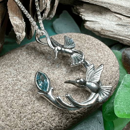 Celtic Hummingbird Necklace - Topaz