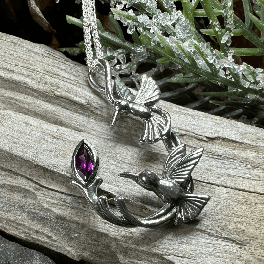 Celtic Hummingbird Necklace - Topaz