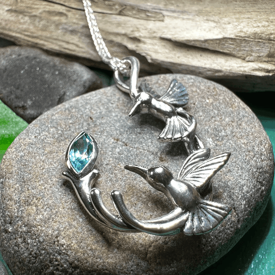 Celtic Hummingbird Necklace - Topaz