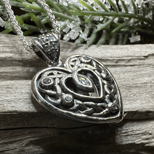 Emilie Celtic Heart Necklace - Diamond Zirconia