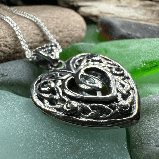 Emilie Celtic Heart Necklace - Topaz