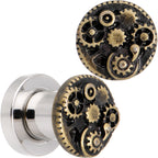 Steampunk Gears and Gizmos Screw Fit Tunnel Plug Set 2G to 1 Inch