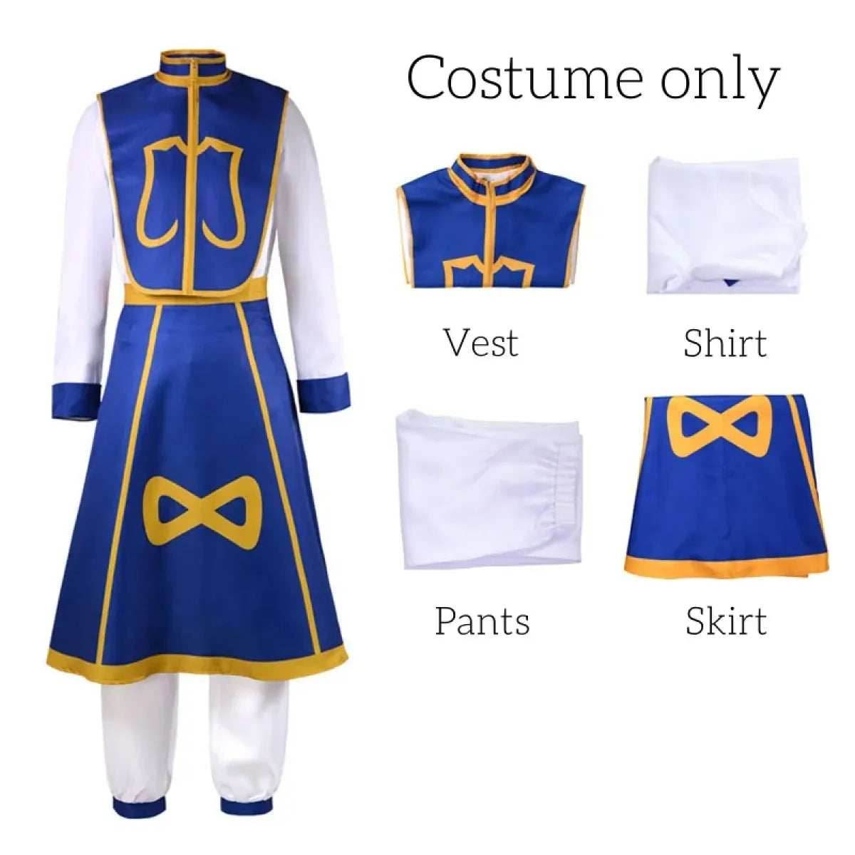 Kurapika Cosplay Costume – Hunter x Hunter Outfit with Wig & Chains - S / Costume Only