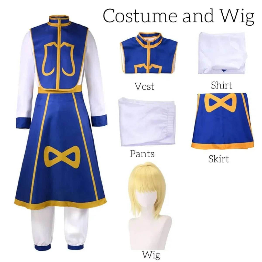 Kurapika Cosplay Costume – Hunter x Hunter Outfit with Wig & Chains - S / Costume and wig