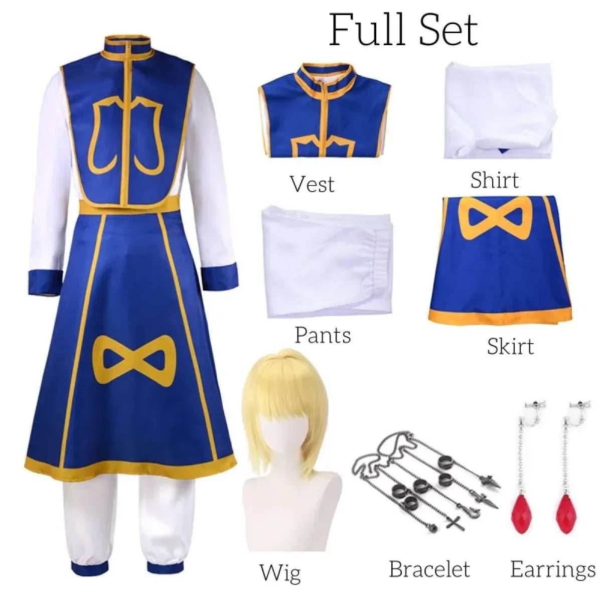 Kurapika Cosplay Costume – Hunter x Hunter Outfit with Wig & Chains - S / Full Set
