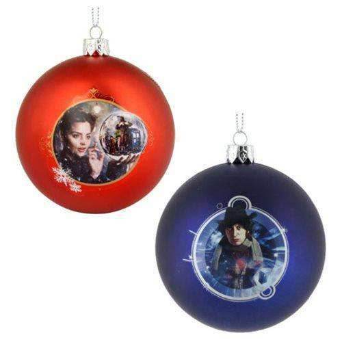 Kurt Adler - Doctor Who Ornament - Choose your Style - Shatterproof 3 1/4-Inch Ball - Set of 2