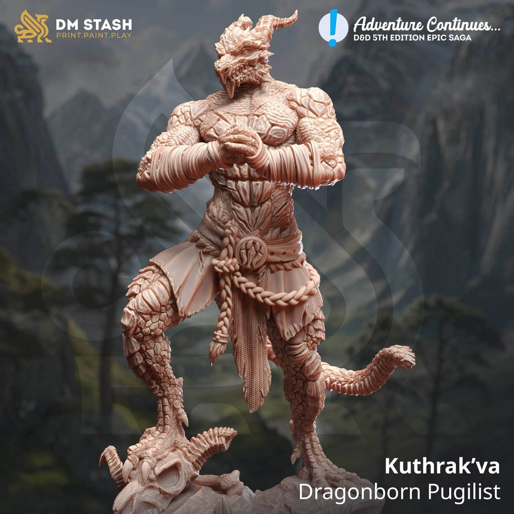 Kuthrak'va, Dragonborn Pugilist (Male Dragonborn Fighter) - 32mm Scale