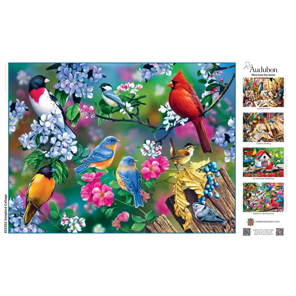 Audubon - Songbird Collage 300 Piece EZ Grip Jigsaw Puzzle
