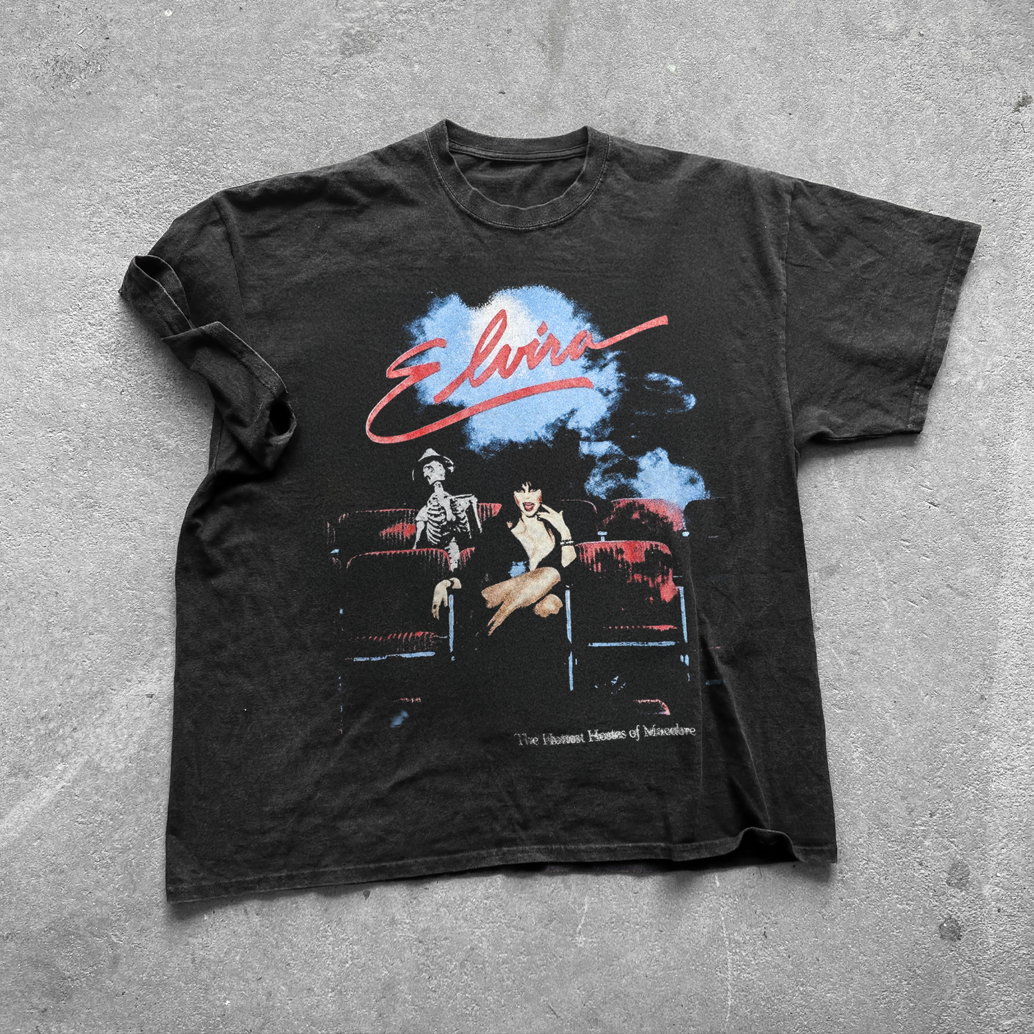 90S Elvira 'Hottest Hostess' Vintage Washed Promo Black Tee