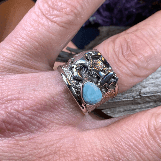 Poseidon Anchor Ring - 7 / Larimar