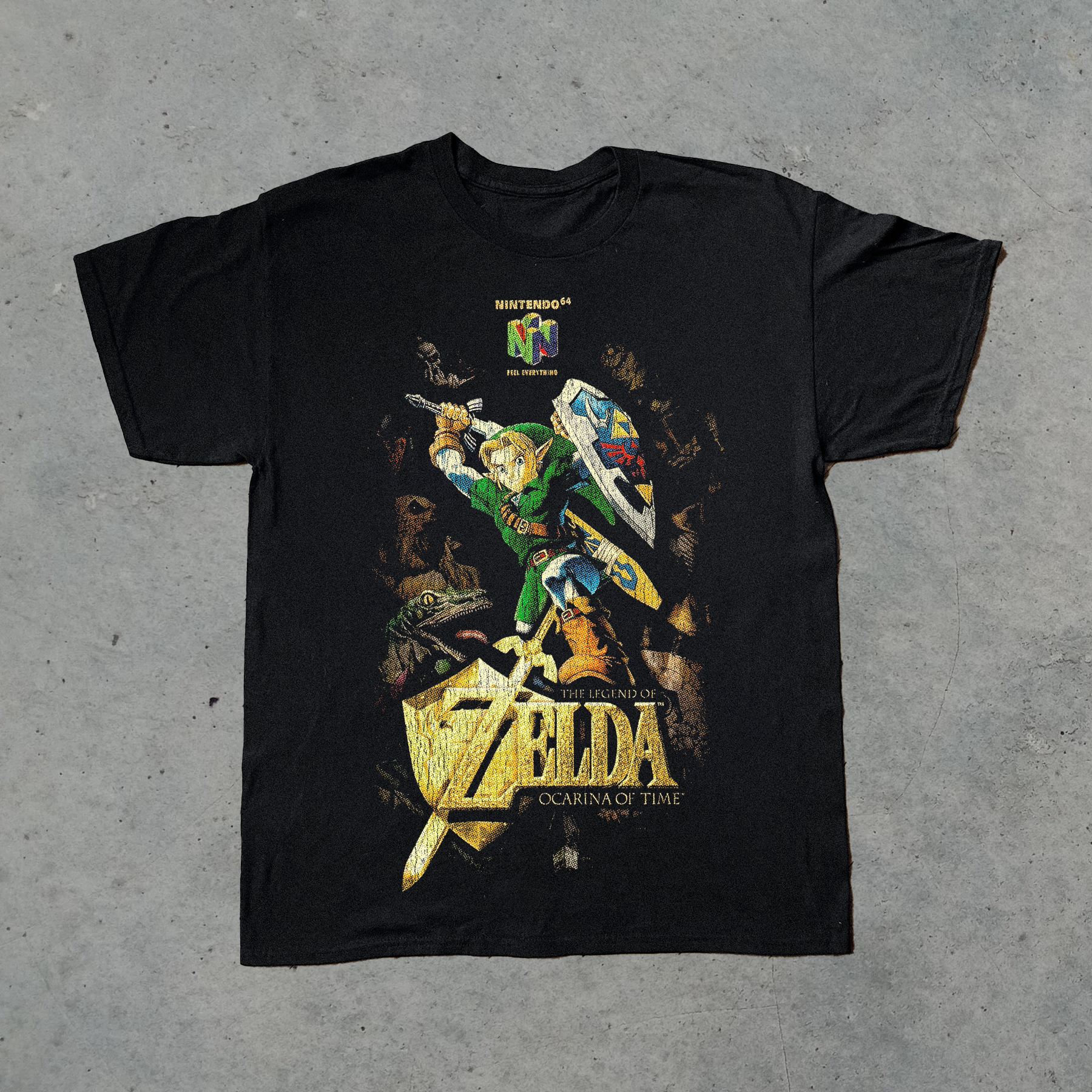 98 The Legend Of Zelda Ocarina Of Time Promo Black T-Shirt