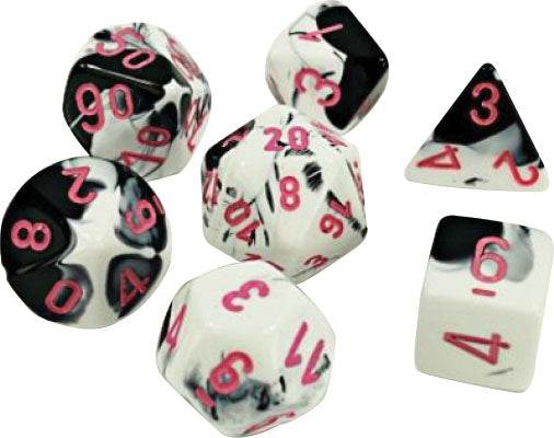 Gemini Polyhedral Black-White/Pink 7-Die Set - 