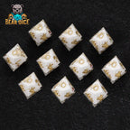 White Labrador Resin D10 Dice Set + Gold Numerals (D10 Dice)
