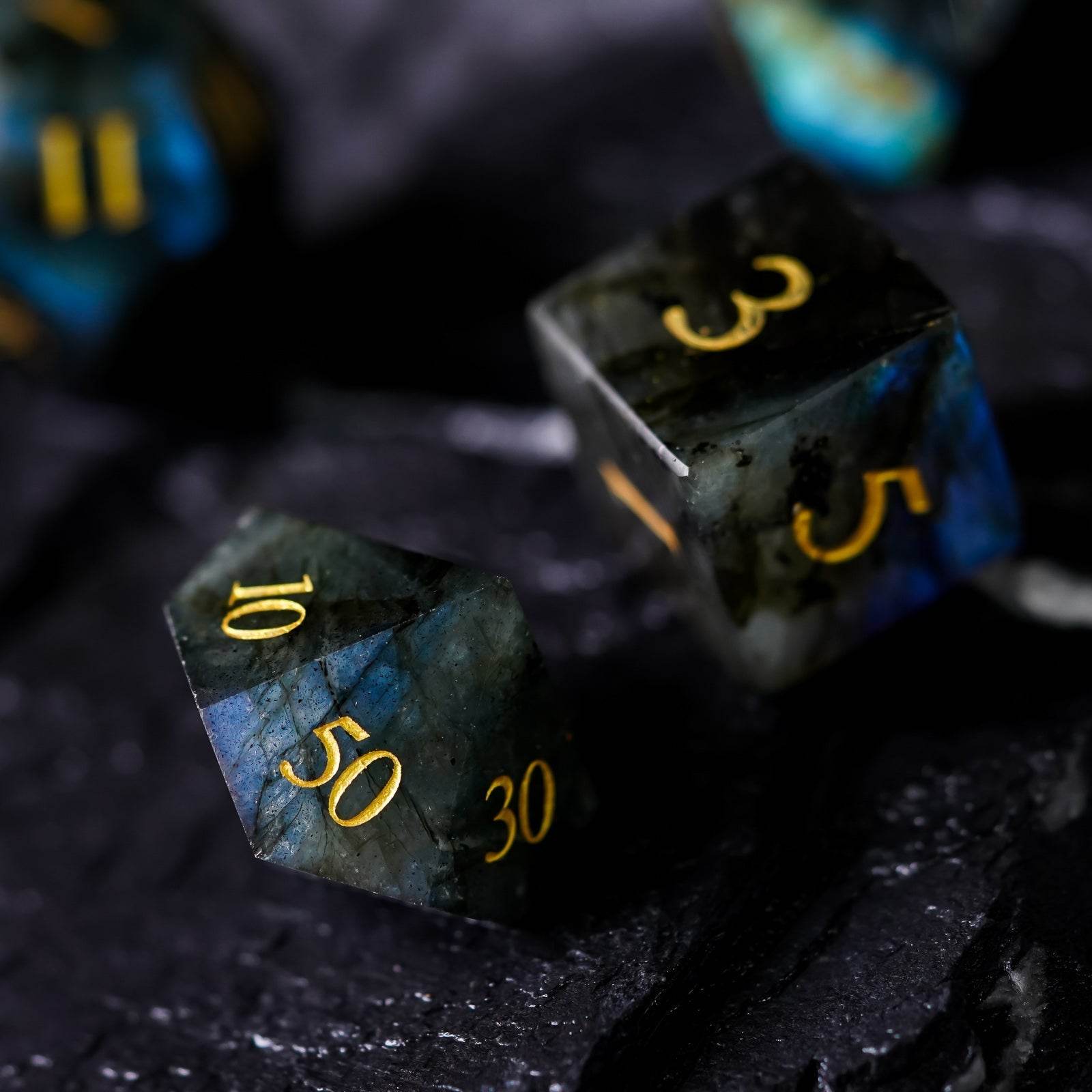 Labradorite Gemstone Dice Set - 
