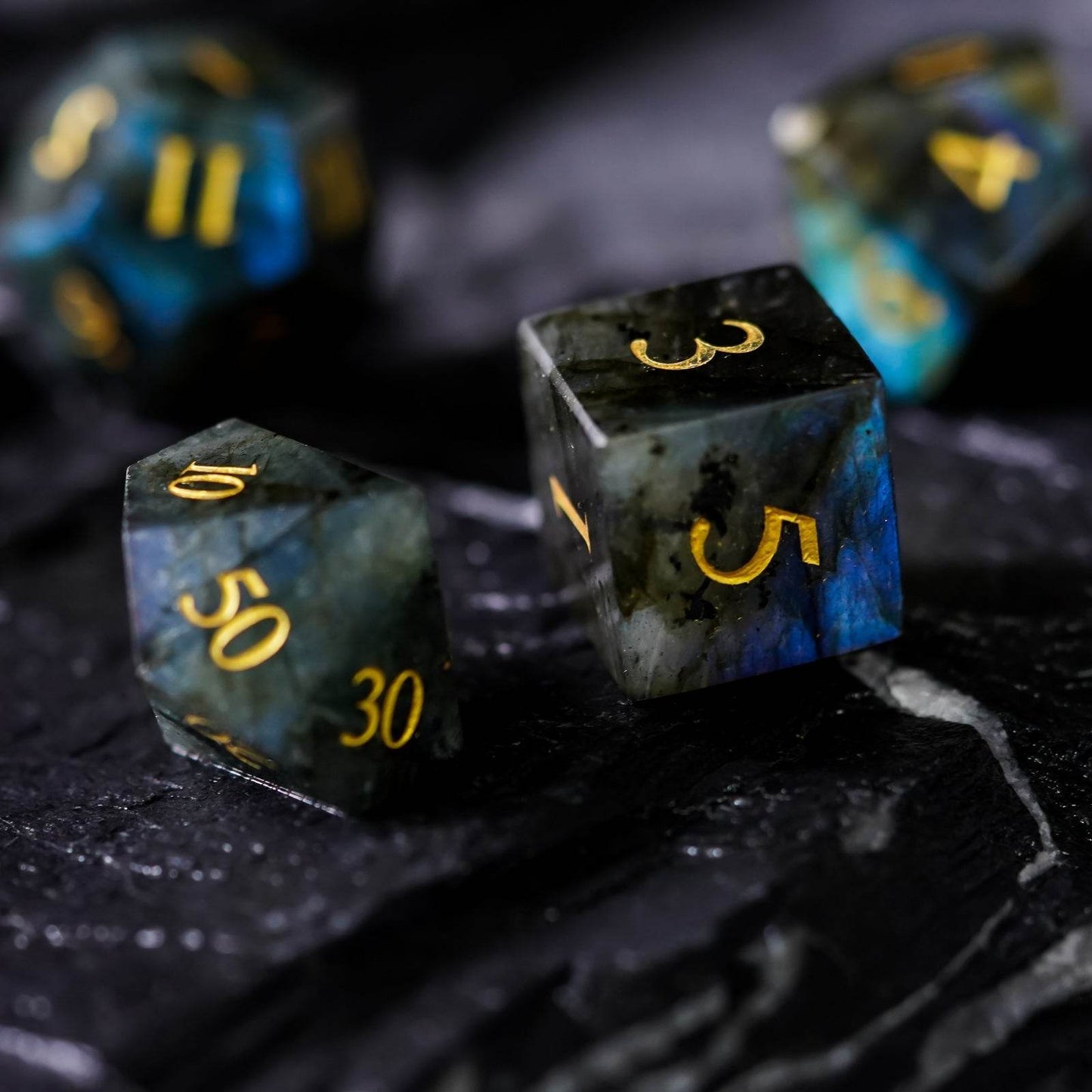 Labradorite Gemstone Dice Set - 