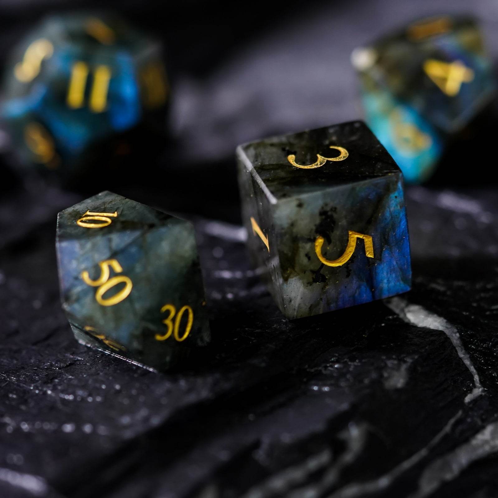 Labradorite Gemstone Dice Set - 