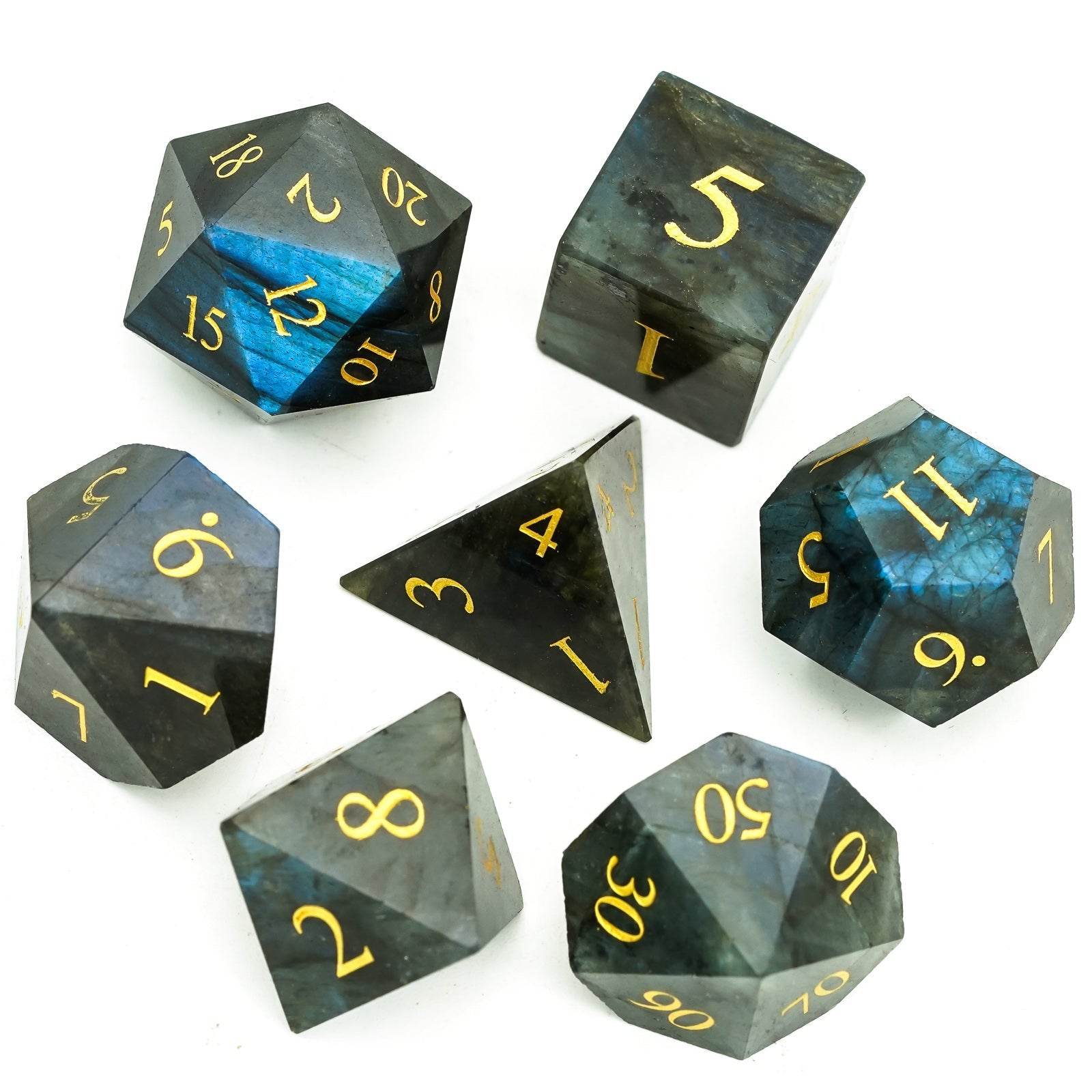 Labradorite Gemstone Dice Set - 