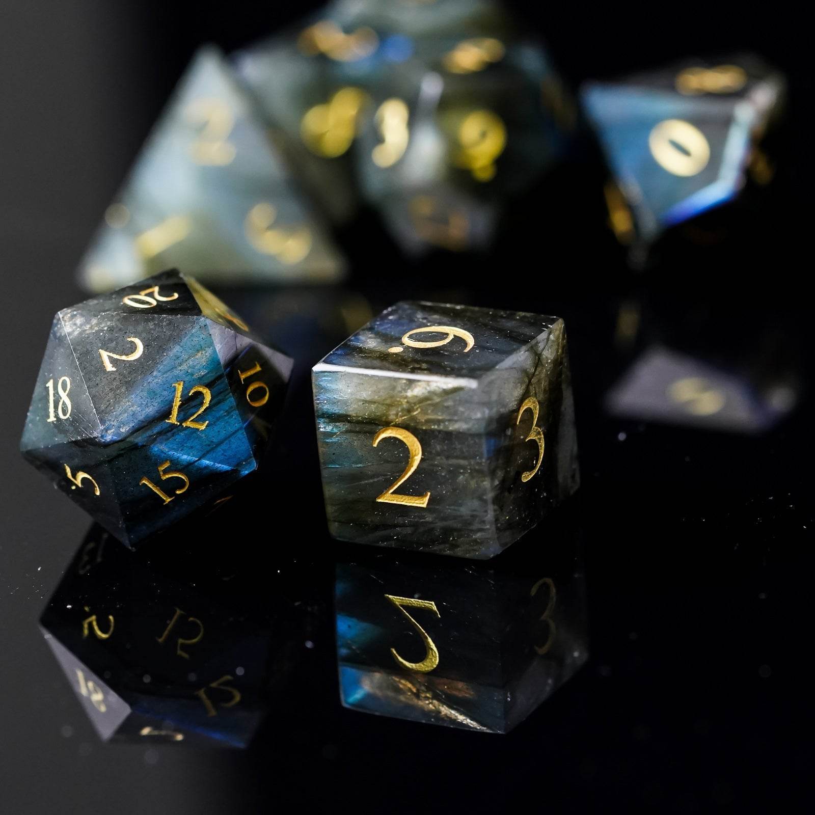 Labradorite Gemstone Dice Set - 