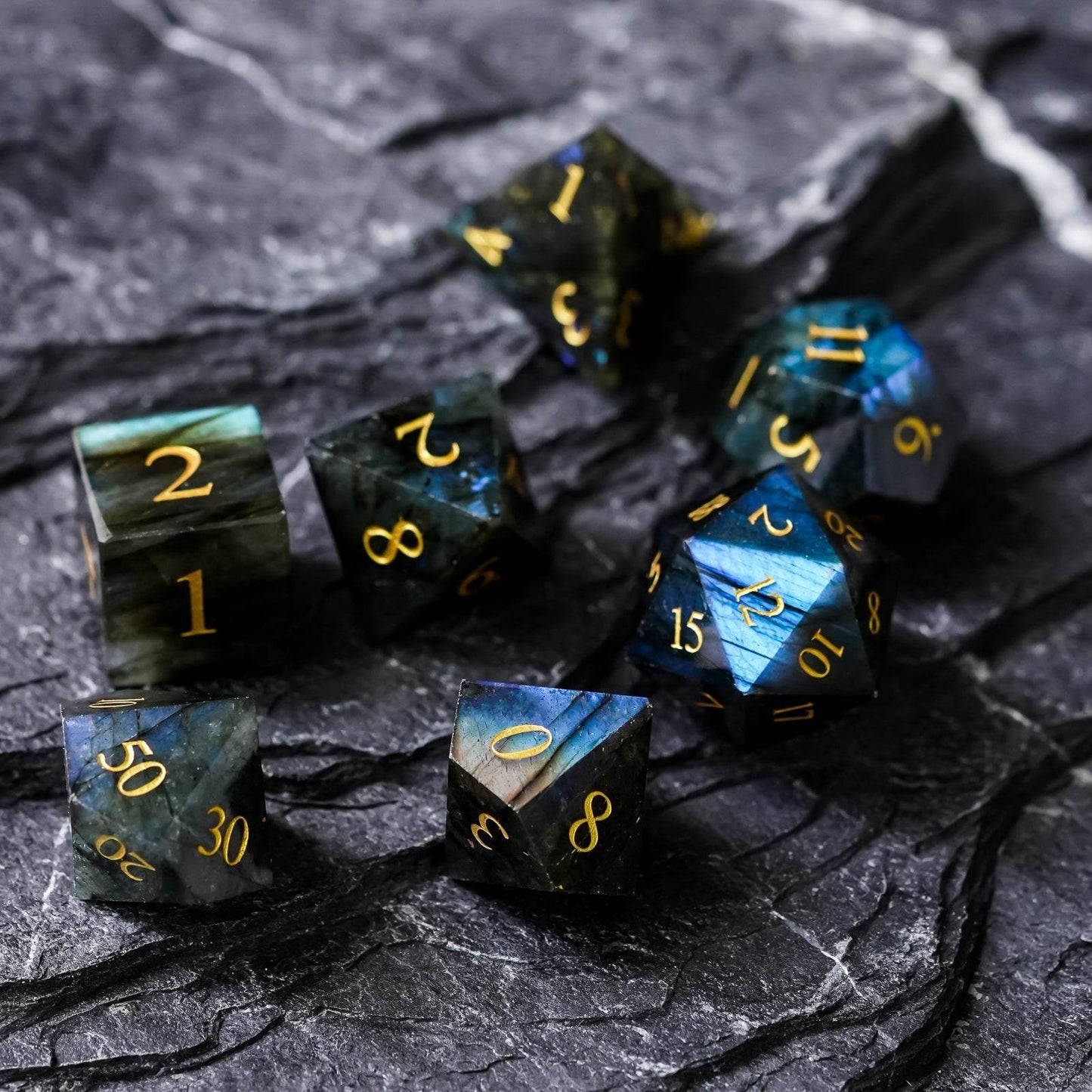 Labradorite Gemstone Dice Set - 