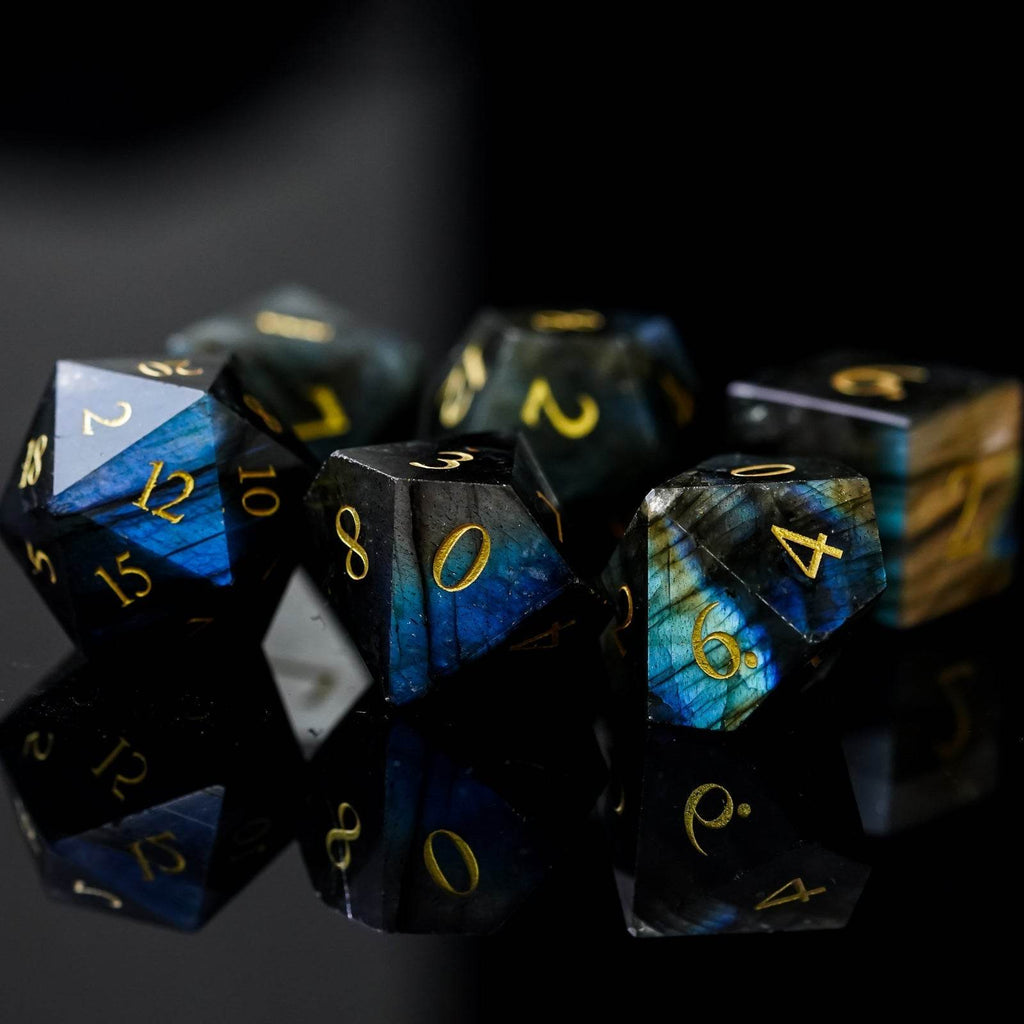 Labradorite Gemstone Dice Set - 