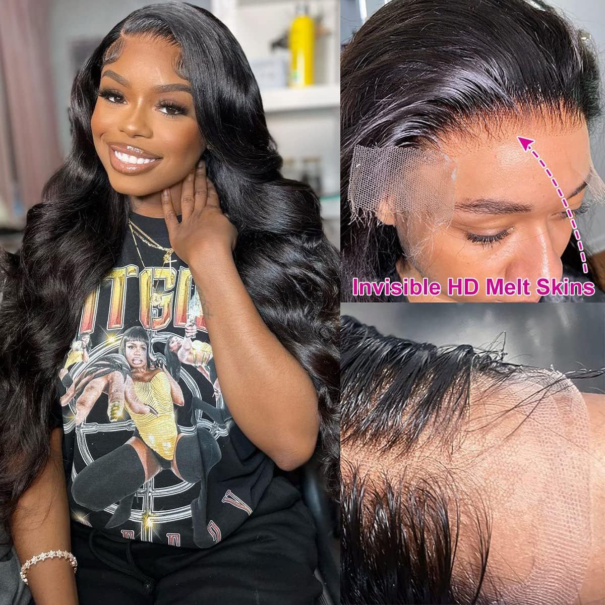 Lace Front Wigs Human Hair Pre Plucked HD Body Wave Lace Front Wigs