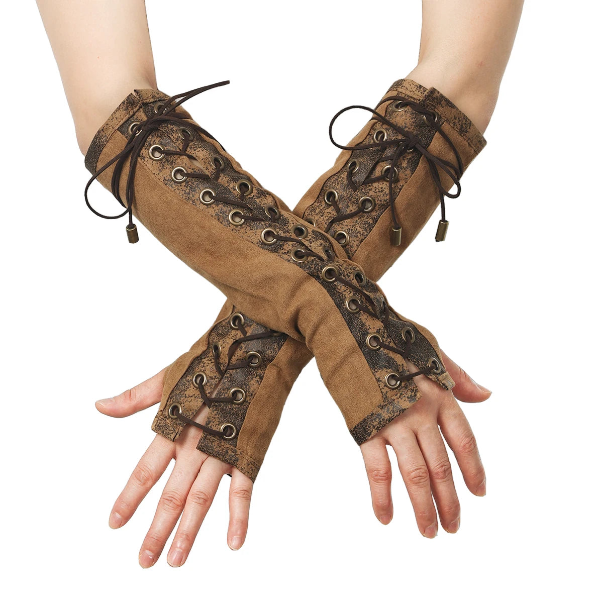 Lace Up Fingerless Gloves Elbow steampunk Women Costume Party Arm Warmer Sexy Mittens Clubwear Cosplay Accessories