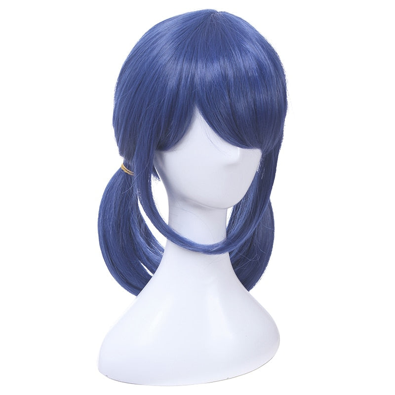 Ladybug Cosplay Wigs Dark Blue Double Ponytails Straight Cosplay Wig Halloween Heat Resistant Synthetic Hair