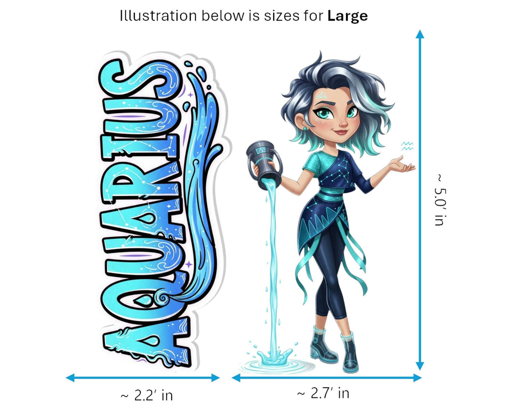 Aquarius Sticker and Magnet - the Star-Pourer Horoskins™ – Zodiac Air Sign | Waterproof & UV-Proof - Sticker / Large