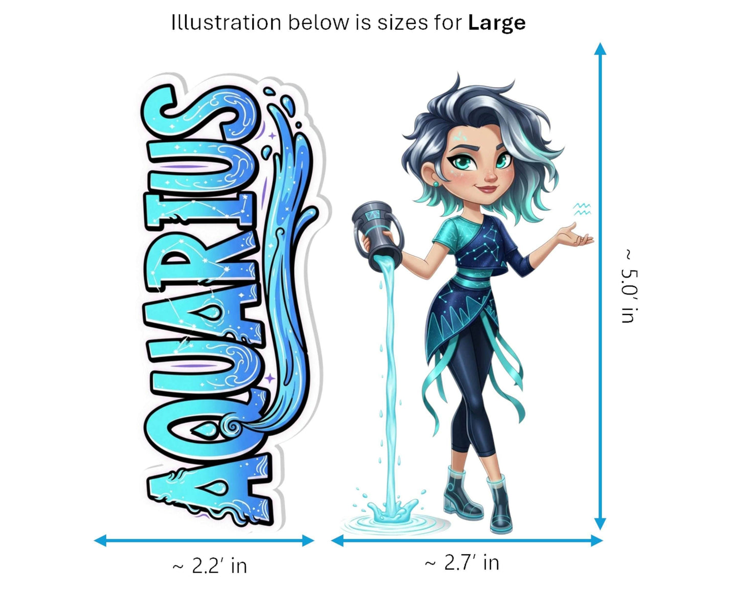 Aquarius Sticker and Magnet - the Star-Pourer Horoskins™ – Zodiac Air Sign | Waterproof & UV-Proof - Sticker / Large