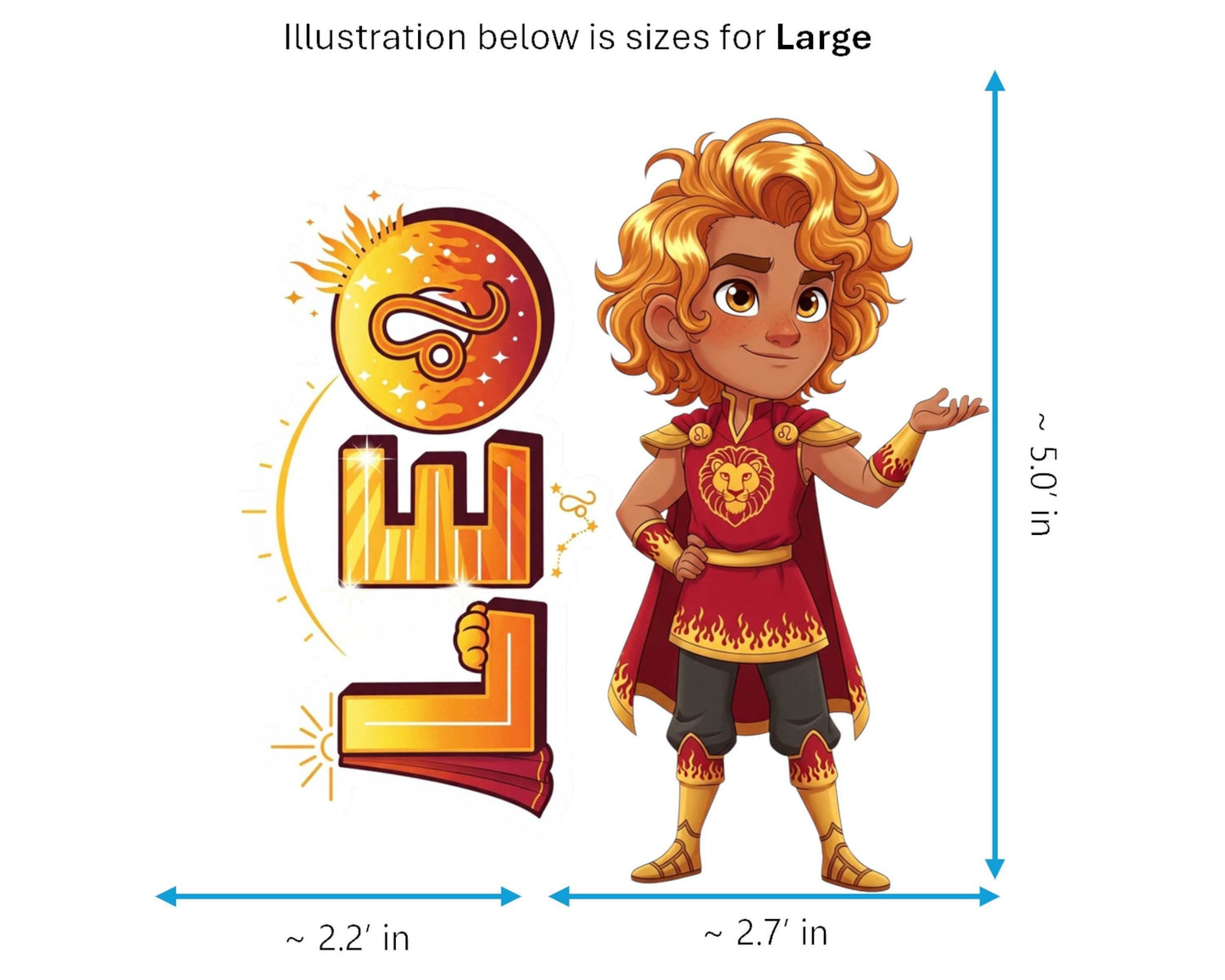 Leo Sticker and Magnet - the Regal Lion Horoskins™ – Zodiac Fire Sign | Waterproof & UV-Proof - Sticker / Large
