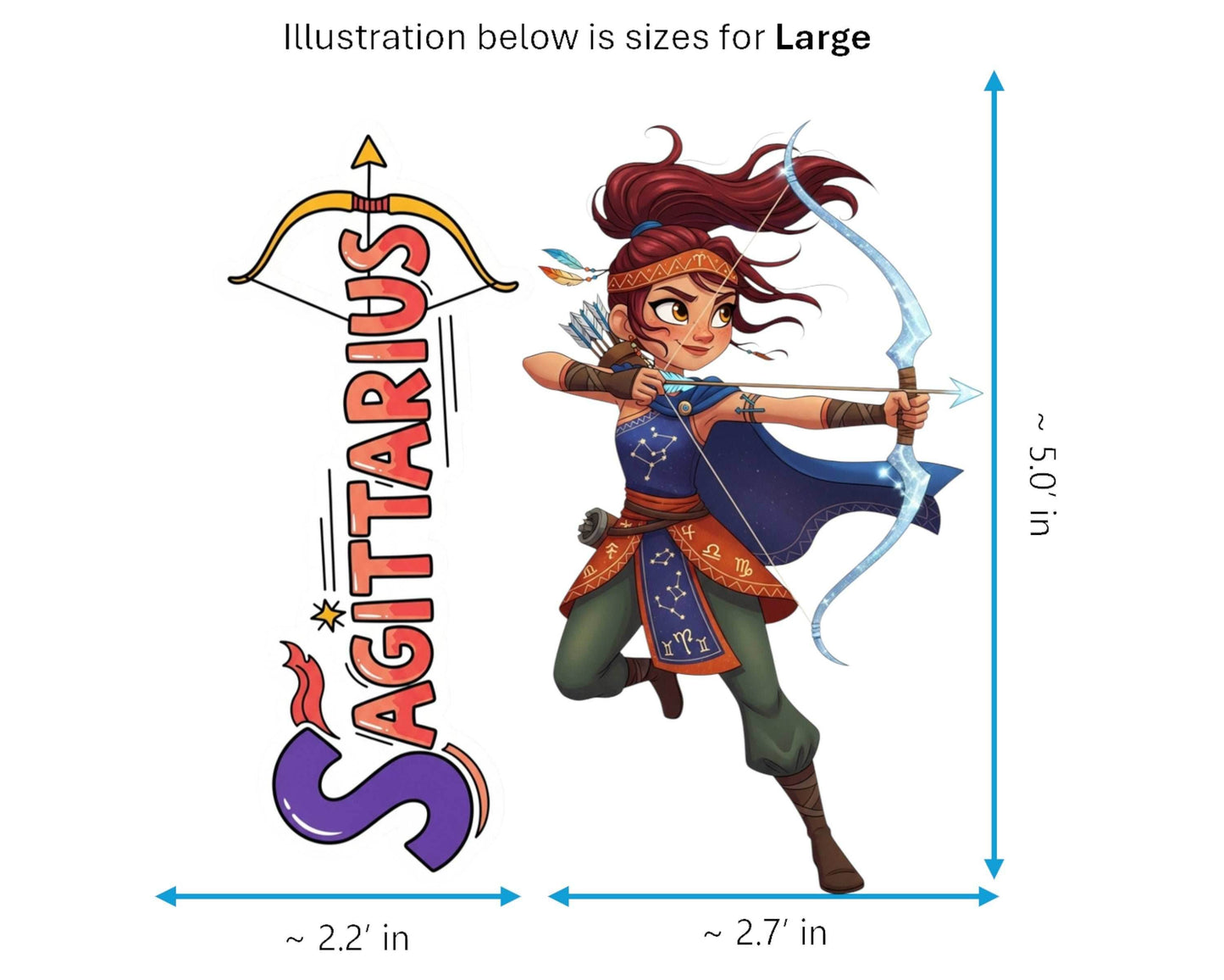 Sagittarius Sticker and Magnet - Celestial Archer Horoskins™ – Zodiac Fire Sign | Waterproof & UV-Proof - Sticker / Large