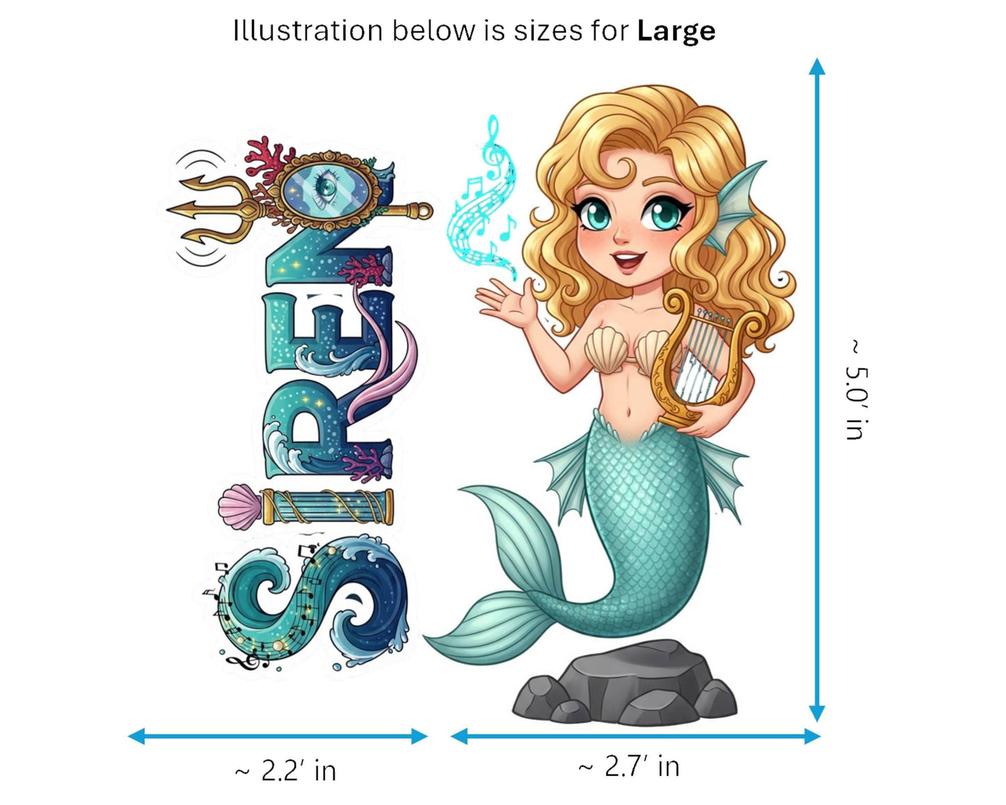 Siren Sticker and Magnet - Enchanter of the Seas Mythkins™ – Mythical Sea Creature | Waterproof & UV-Proof - Sticker / Large