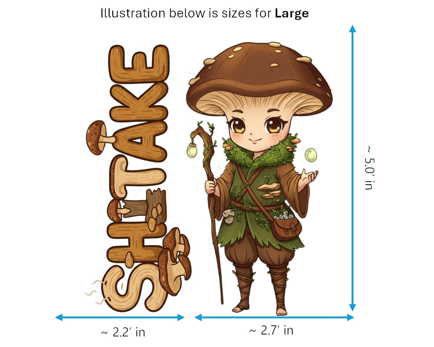 Shiitake Sticker and Magnet - Savory Sentinel Fungikins™ – Edible Mushroom Art | Waterproof & UV-Proof - Sticker / Large