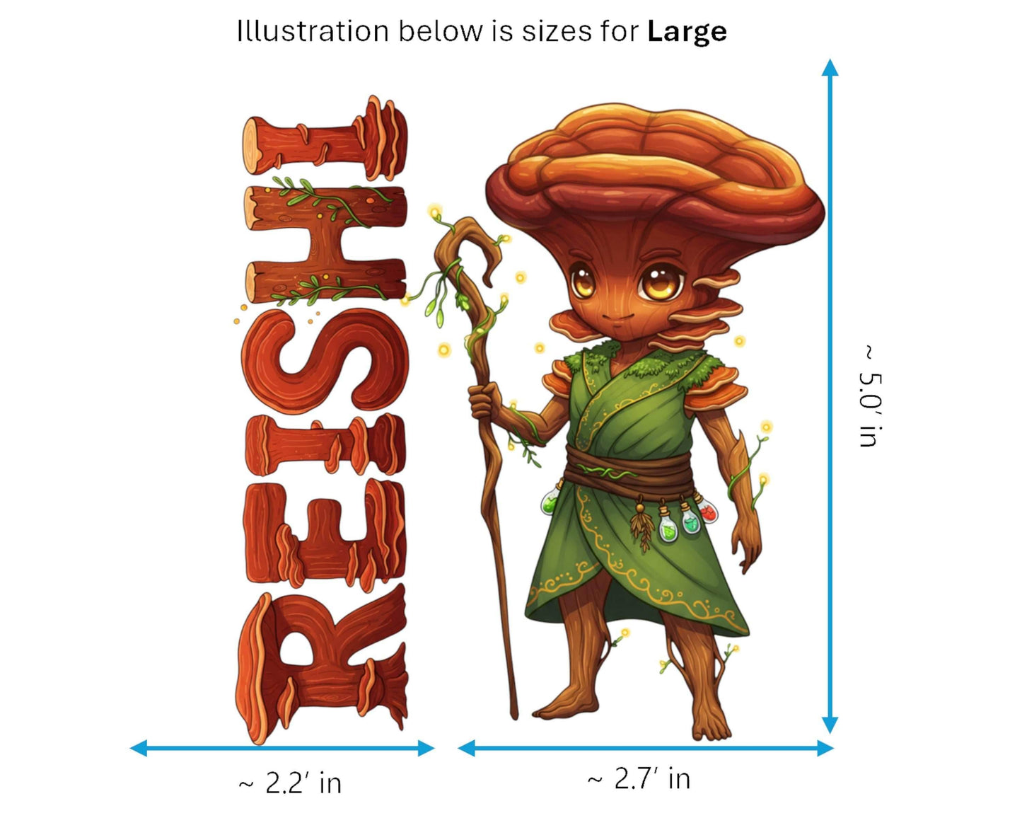 Reishi Sticker and Magnet - Mushroom of Immortality Fungikins™ – Medicinal Mushroom Art | Waterproof & UV-Proof - Sticker / Large