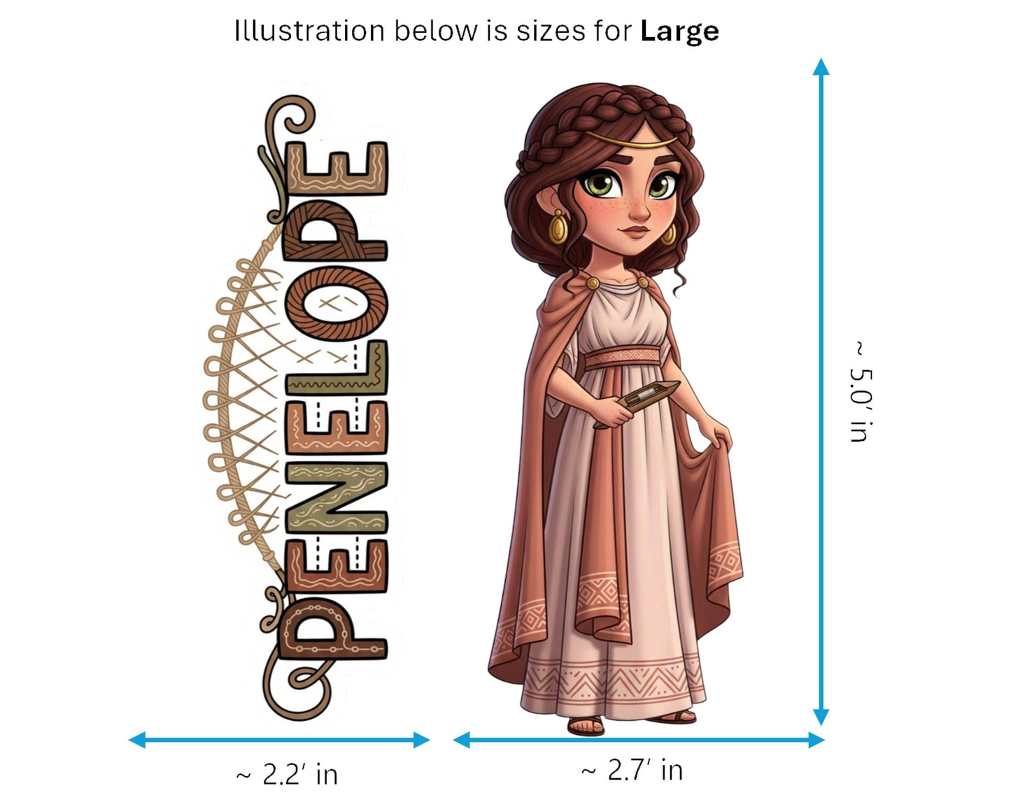 Penelope Sticker and Magnet - Cunning Weaver Mythkins™ – Queen of Ithaca | Waterproof & UV-Proof - Sticker / Large