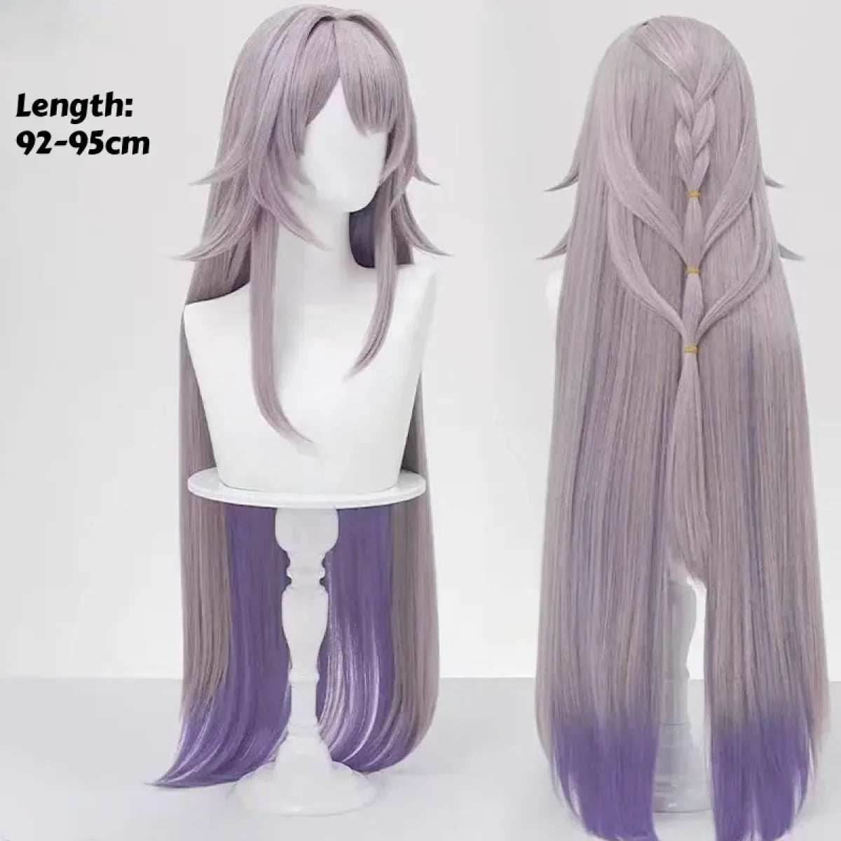 Lavender Herta Cosplay Wig – Long Straight Gradient Purple Hair - Wig and free wig cap / One Size
