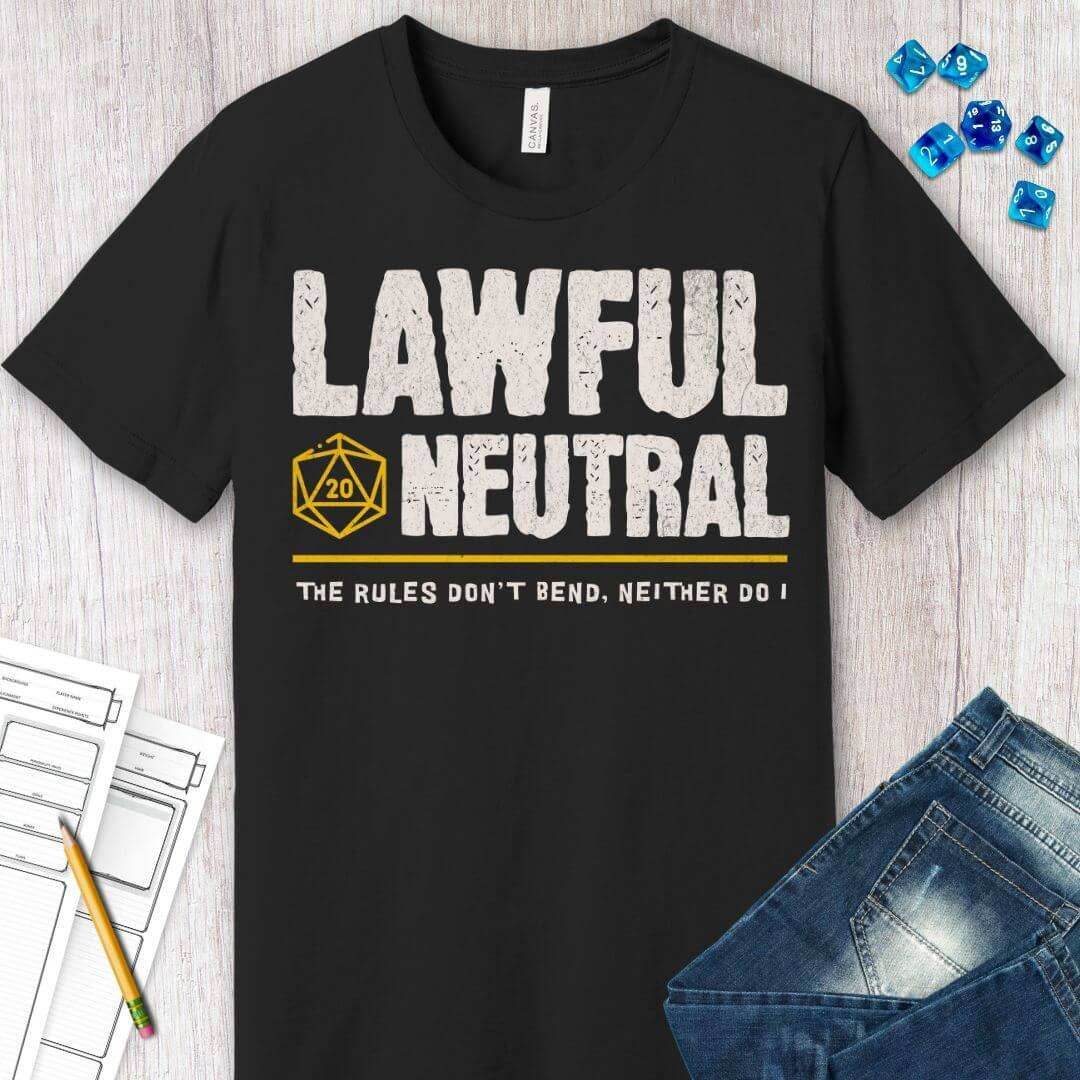Lawful Neutral Shirt - DnD Alignment T-shirt - Black / S