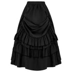 Layered Steampunk Skirt – Victorian Ruffles Cosplay Gothic - Black / L