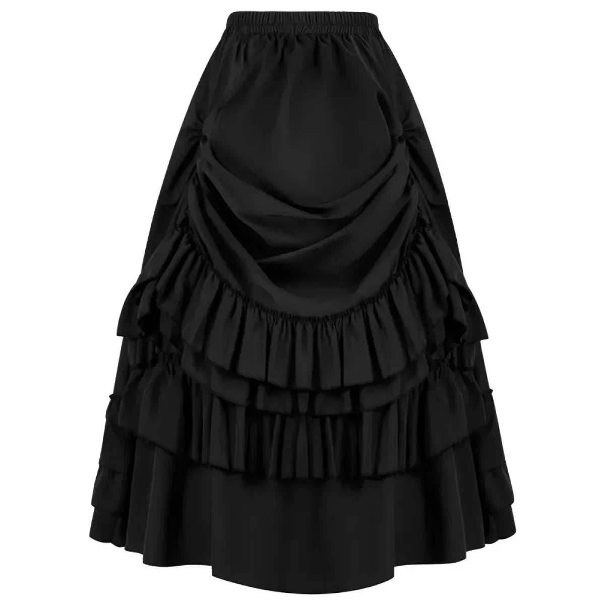 Layered Steampunk Skirt – Victorian Ruffles Cosplay Gothic - Black / L