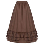 Layered Steampunk Skirt – Victorian Ruffles Cosplay Gothic - Brown / L