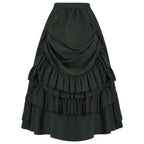 Layered Steampunk Skirt – Victorian Ruffles Cosplay Gothic - Dark Green / L